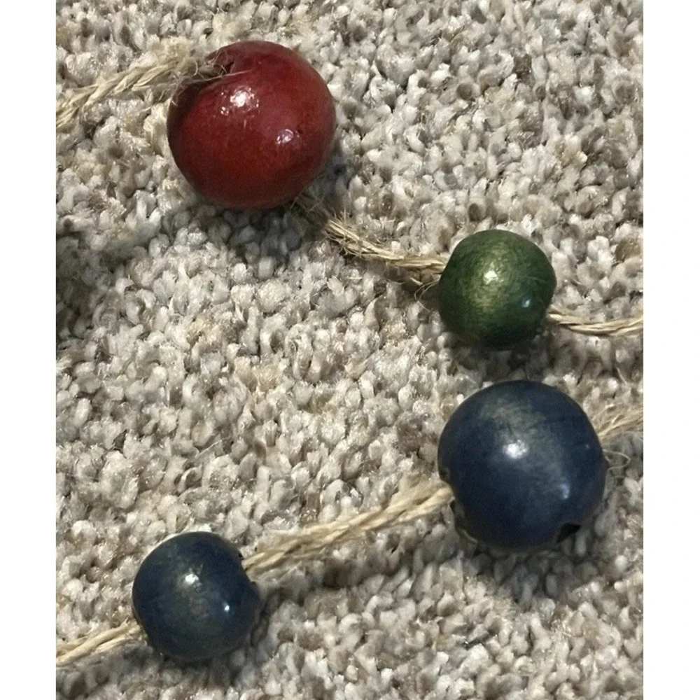 Christmas Garlands 9ft Ceramic Hand-Painted Ornaments Twine Beads Lot of 3